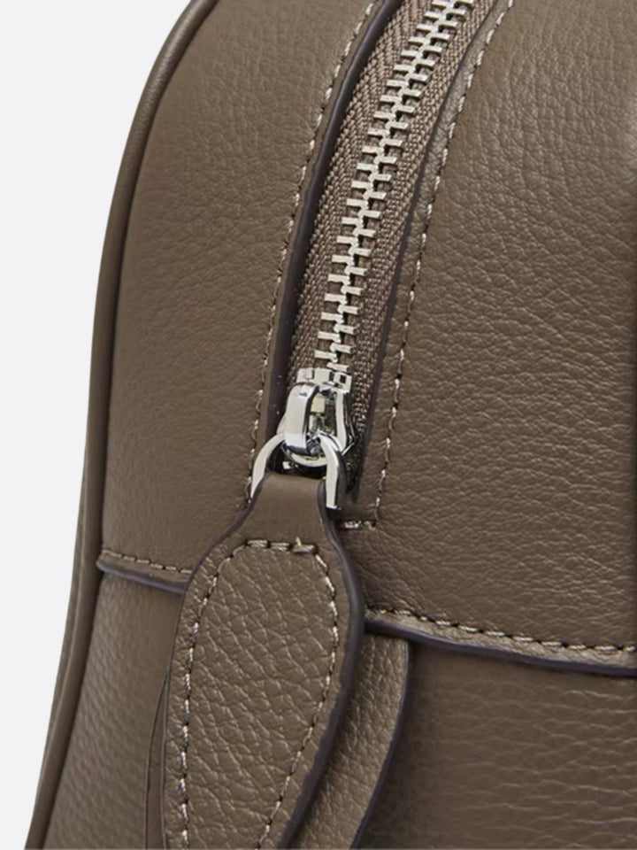 Leather bowling handbag