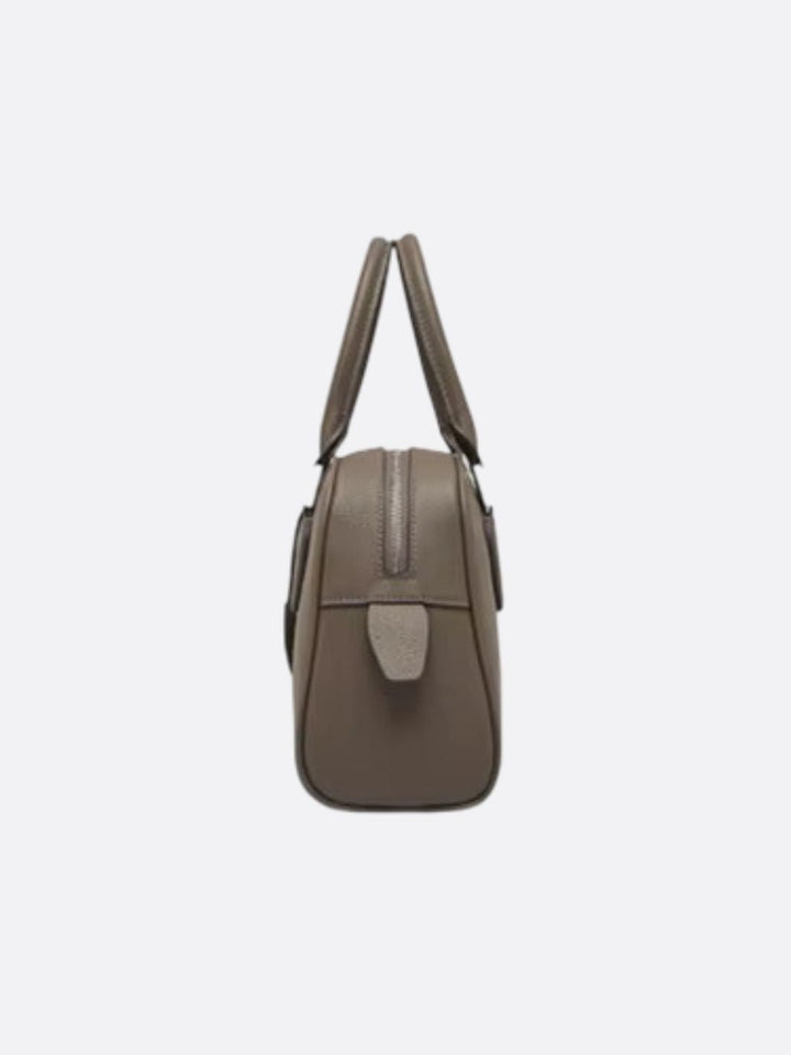 Leather bowling handbag