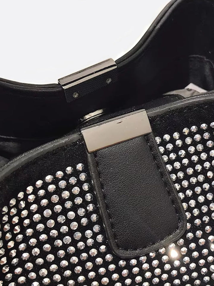 Bucket bag with rhinestones
